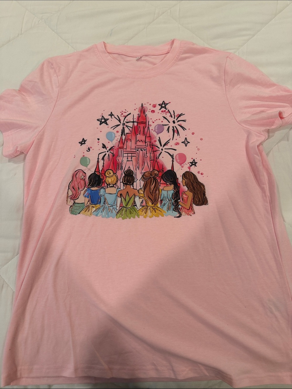 Girls Pink Princess Castle Graphic Tee
